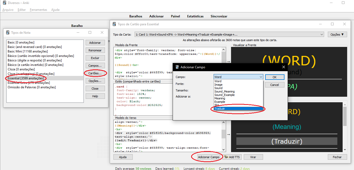 Anki Idiomas - Traduzindo Cards - Anki Flashcards